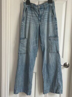 American Eagle Dreamy Drape Stretch Super High-Waisted Baggy Wide-Leg Jean